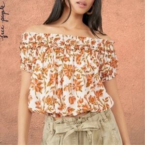 Free People Suki Floral Off Shoulder Top Size XL